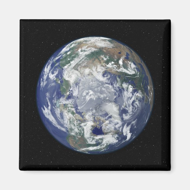 Imã Terra totalmente iluminada centrada no Polo Norte (Frente)