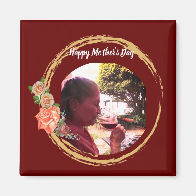 Imã Terracota e Foto Personalizada do Dia de as mães D (Frente)