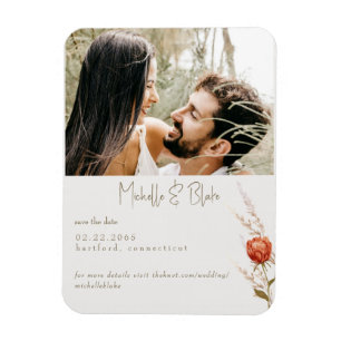Ímã Terracota Floral Foto Casamento Save the Date