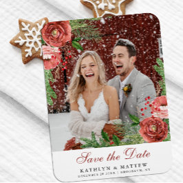 Ímã Terracotta Casamento Floral de Pine de Natal