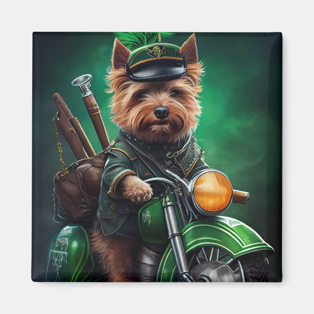 Imã Terrier australiano andando de bicicleta no Dia de (Frente)