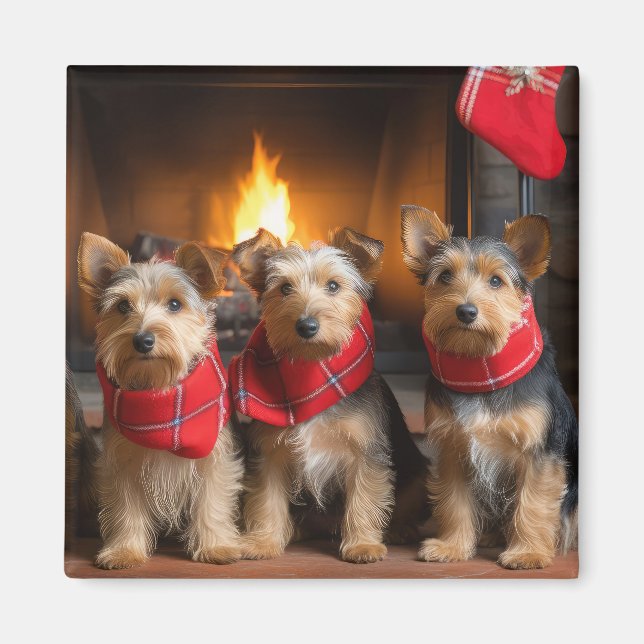 Imã Terrier Australiano junto à Lareira Natal (Frente)