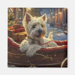 Imã Terrier Branco do West Highland Natal Festivo