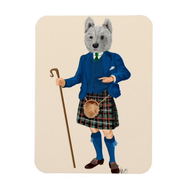 Ímã Terrier da West Highland em Kilt (Vertical)
