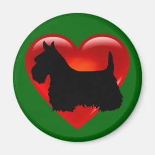 Imã Térrier Escocês coração vermelho/amor Ilha verde
