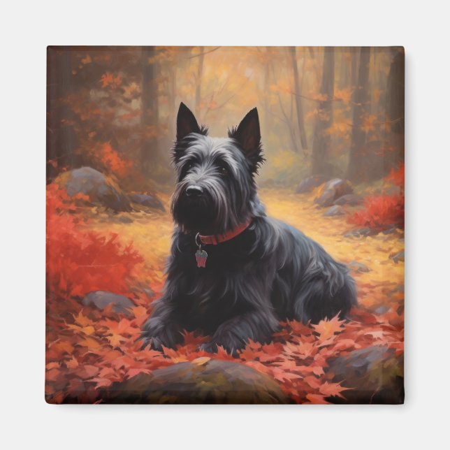 Imã Terrier Escocês na Queda de Folhas de Outono Inspi (Frente)