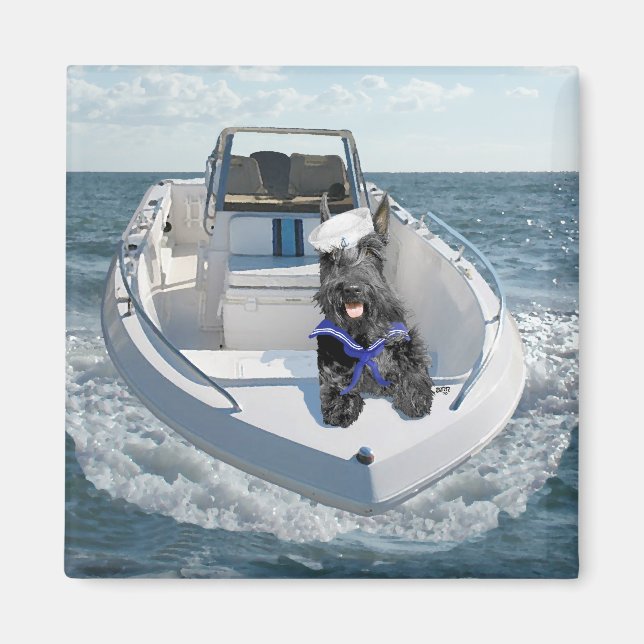 Imã Terrier escocês no barco (Frente)