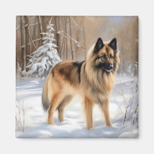 Imã Tervuren Belga Deixe Nevar Natal (Frente)