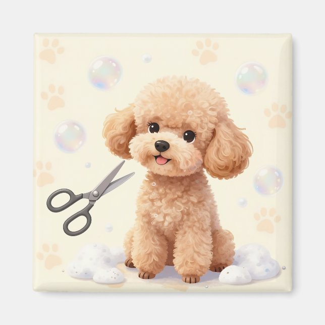Imã Tesoura de Aparar Poodle Fofa Bolhas  (Frente)