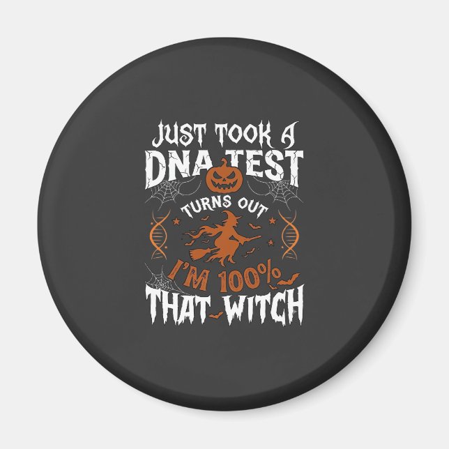 Imã Teste De Dna Bruxa Halloween Abóbora Teia De Aranh (Frente)