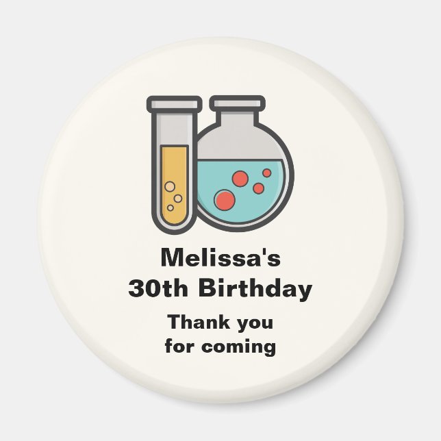 Imã Teste de Química Tubo e Beaker Aniversário Obrigad (Frente)