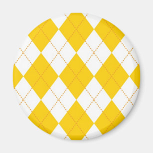 Imã Teste padrão amarelo e branco de Argyle