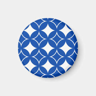 Imã Teste padrão azul e branco do shippo