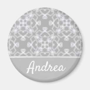 Imã Teste padrão branco e cinzento personalizado