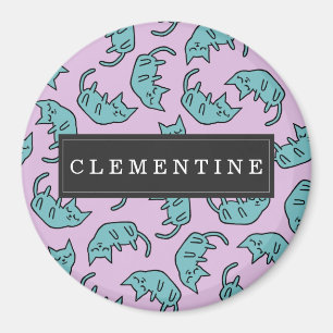 Imã Teste padrão calmo do gatinho com nome