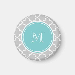 Imã Teste padrão cinzento de Quatrefoil, monograma da