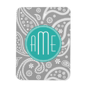 Ímã Teste padrão cinzento floral chique de Paisley &