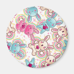 Imã Teste padrão da criança de Kawaii com Doodles