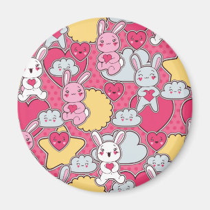 Imã Teste padrão da criança de Kawaii com Doodles