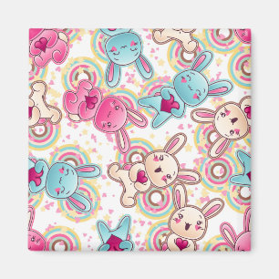 Imã Teste padrão da criança de Kawaii com Doodles