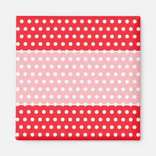 Imã Teste padrão de bolinhas vermelho e branco.