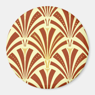 Imã Teste padrão do fã do art deco - cobre no amarel