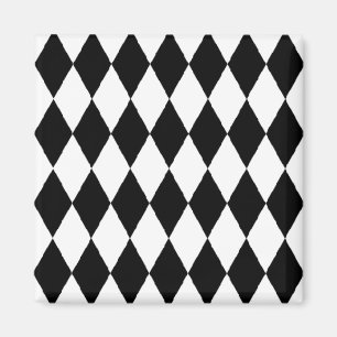 Imã Teste padrão do Harlequin, design preto e branco