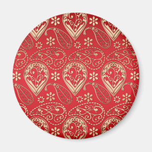 Imã Teste padrão Dourado vermelho do Bandana de