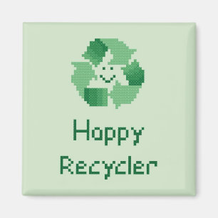 Imã Teste padrão feliz do ponto da cruz do reciclador
