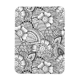 Ímã Teste padrão floral do Doodle