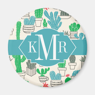 Imã Teste padrão floral natural bonito dos cactos