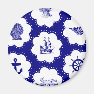 Imã Teste padrão náutico do azul marinho e o branco
