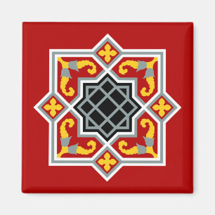 Imã Teste padrão octogonal vermelho do azulejo de