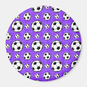 Imã Teste padrão roxo e branco da bola de futebol