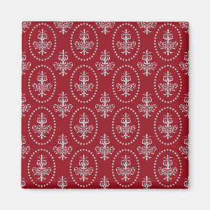 Imã Teste padrão vermelho da flor de lis do papel de