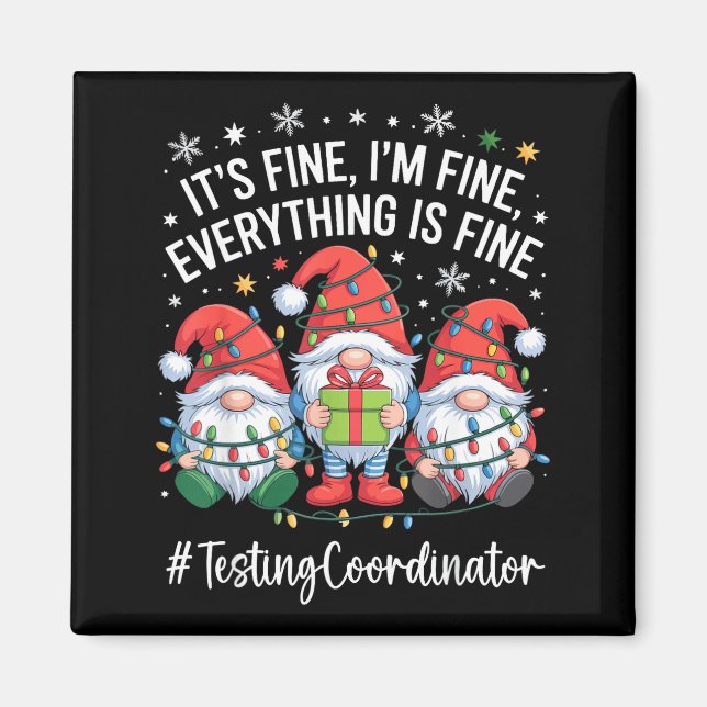 Imã Testing Coordinator Gnome Everything Is Fine Funny (Frente)