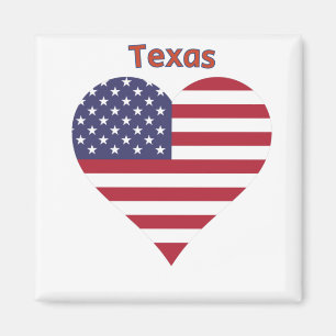 Imã Texas American Flag Heart
