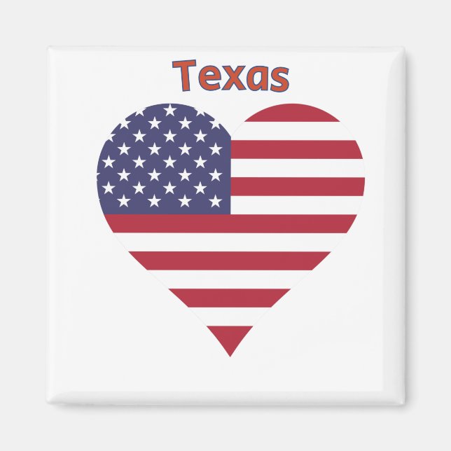 Imã Texas American Flag Heart (Frente)