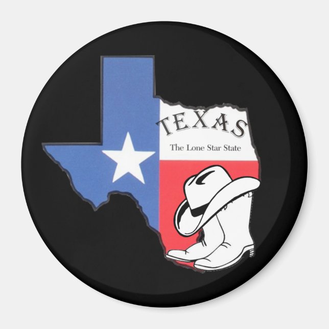 Imã Texas: Bandeira e Silhueta do Texas, (Frente)