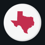 Imã Texas em Vermelho<br><div class="desc">A forma do estado do Texas em vermelho.</div>
