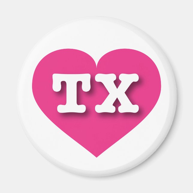 Imã Texas Hot Pink Heart - Adoro TX (Frente)