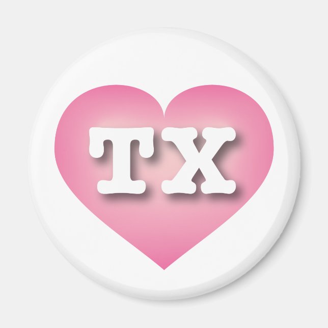 Imã Texas Pink Fade Heart - Eu amo TX (Frente)