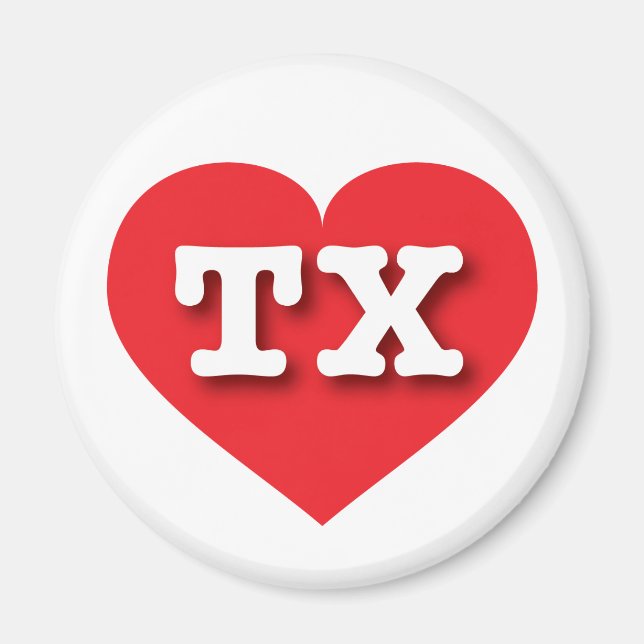Imã Texas Red Heart - Eu adoro TX (Frente)