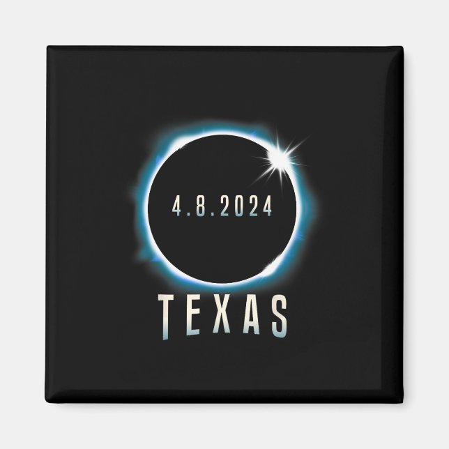 Imã Texas Total Solar Eclipse 2024 Blue April 8 Men Wo (Frente)