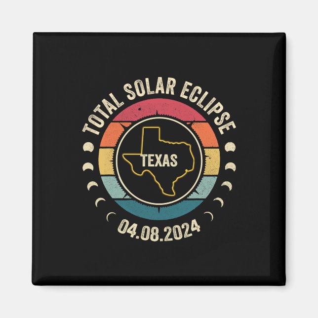 Imã Texas Total Solar Eclipse 2024 Totalidade American (Frente)