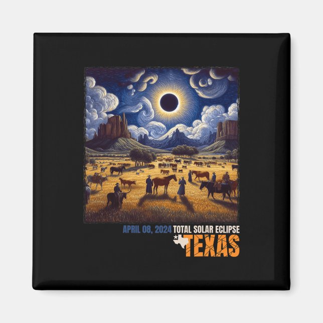 Imã Texas Total Solar Eclipse 8 de abril de 2024 Texas (Frente)