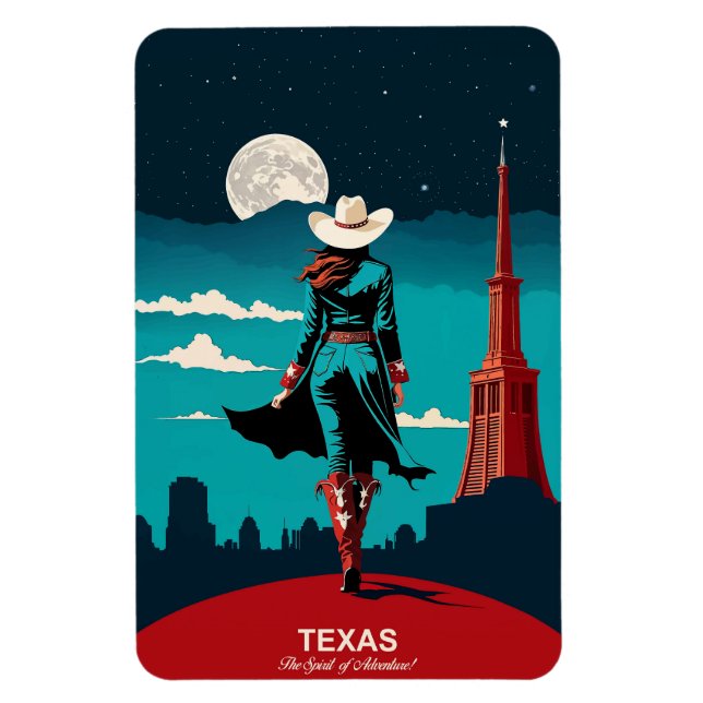 Ímã Texas Viagem: O Espírito da Aventura Flexível (Vertical)