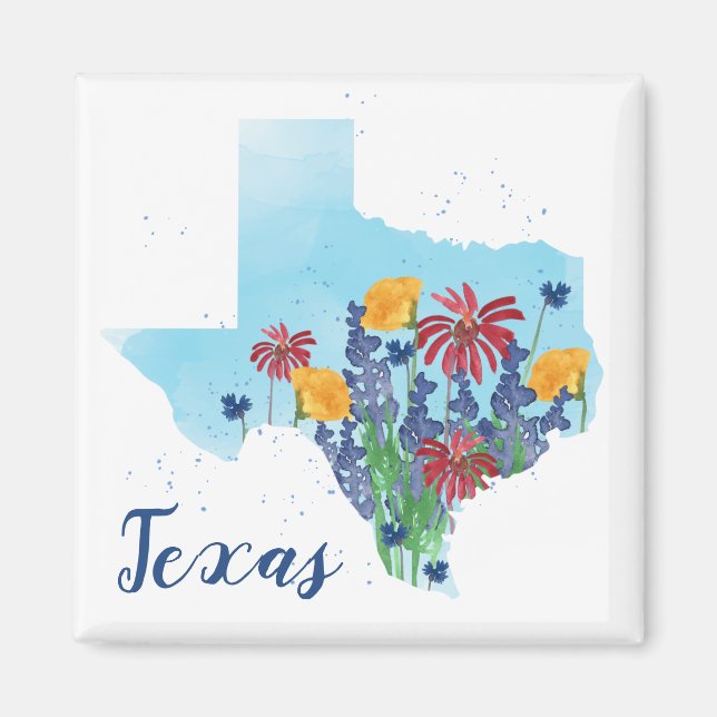 Imã Texas Wildflower Watercolor (Frente)