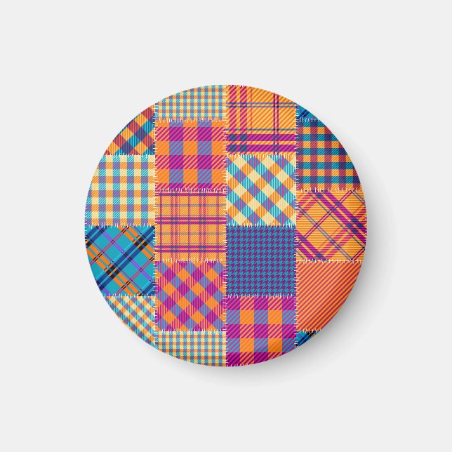 Imã Têxtil de retalhos: padrão de vinheta sem costura. (Frente)