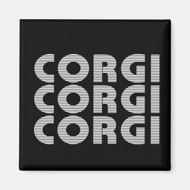 Imã Texto Branco Moderno do Corgi (Frente)